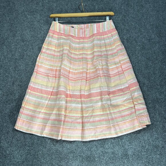 Brooks Brothers Skirt Womens 8 Orange Linen A Line Back Zipper Lined Pleated - Picture 1 of 6